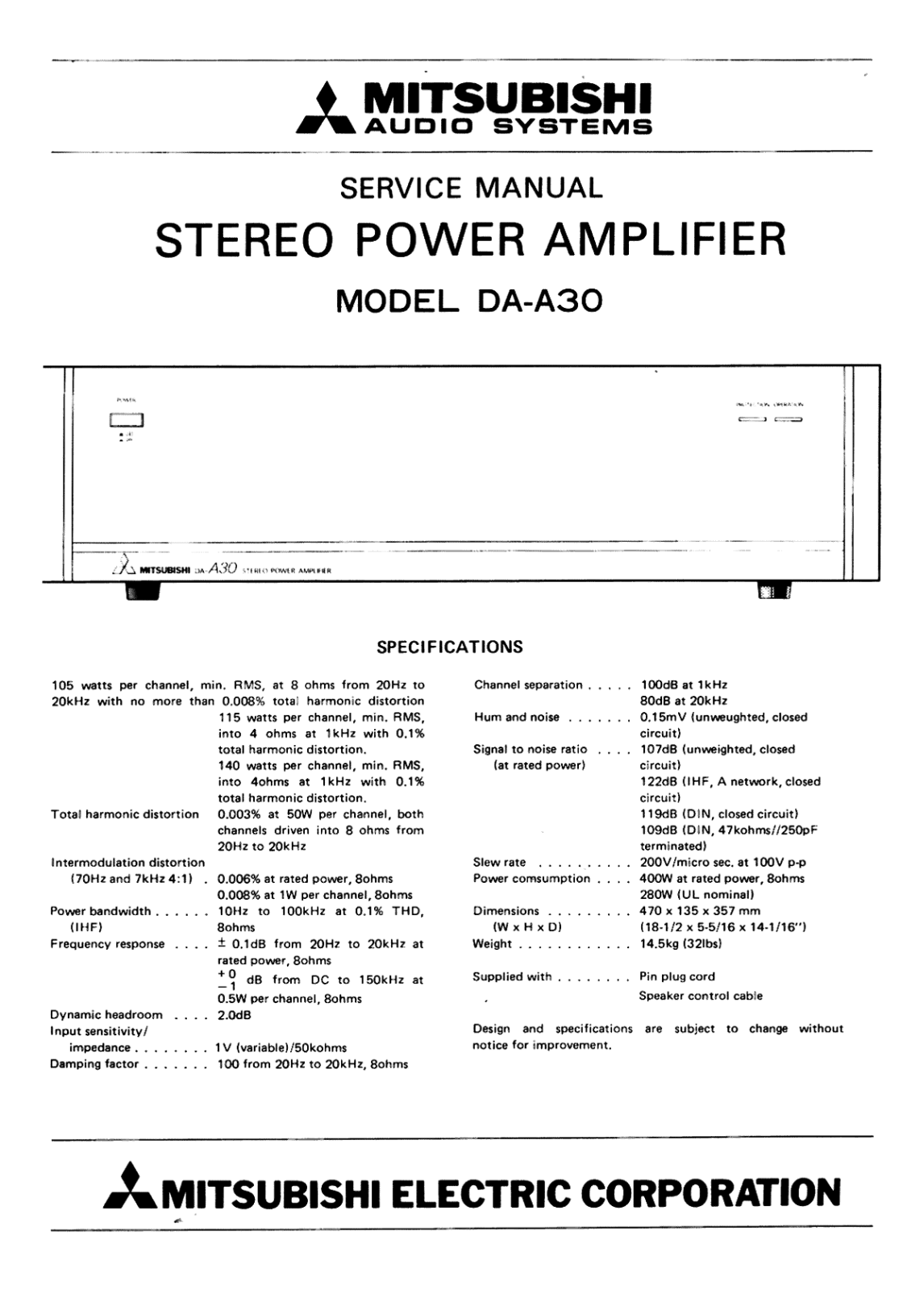 Mitsubishi DAA-30 Schematic