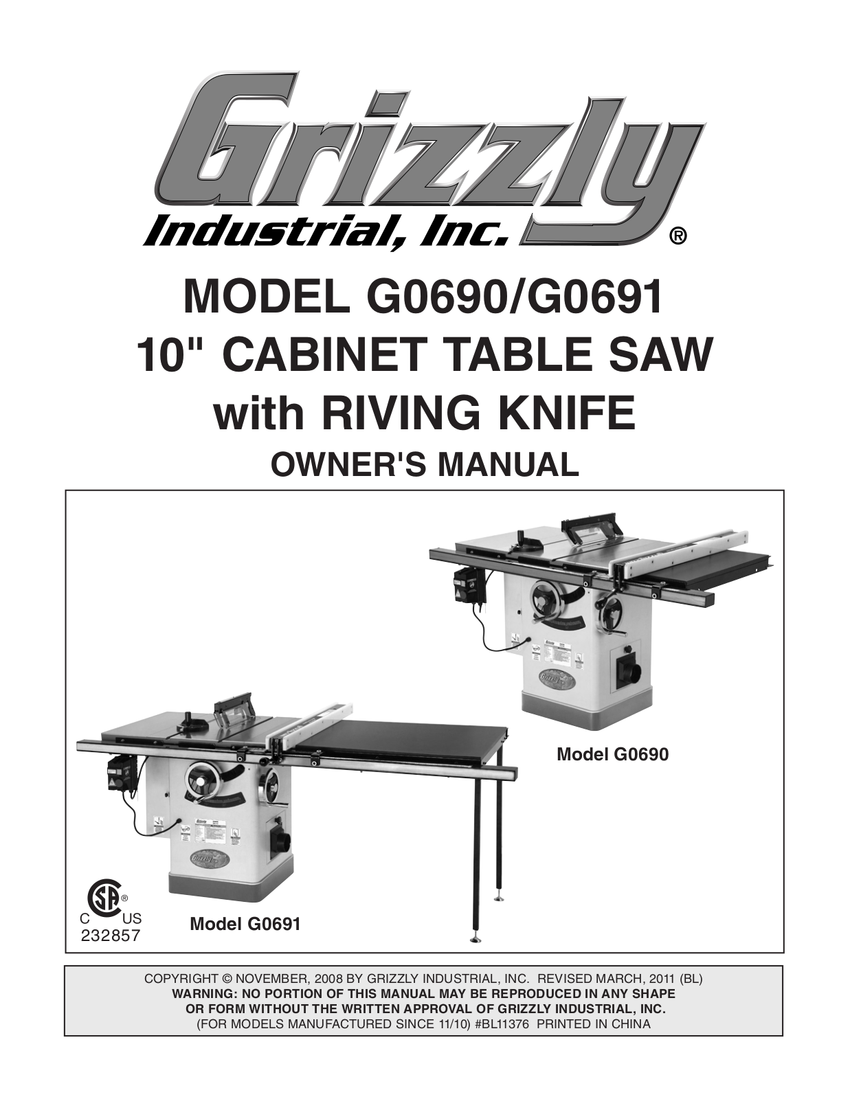 Grizzly G0690, G0691 User Manual 2