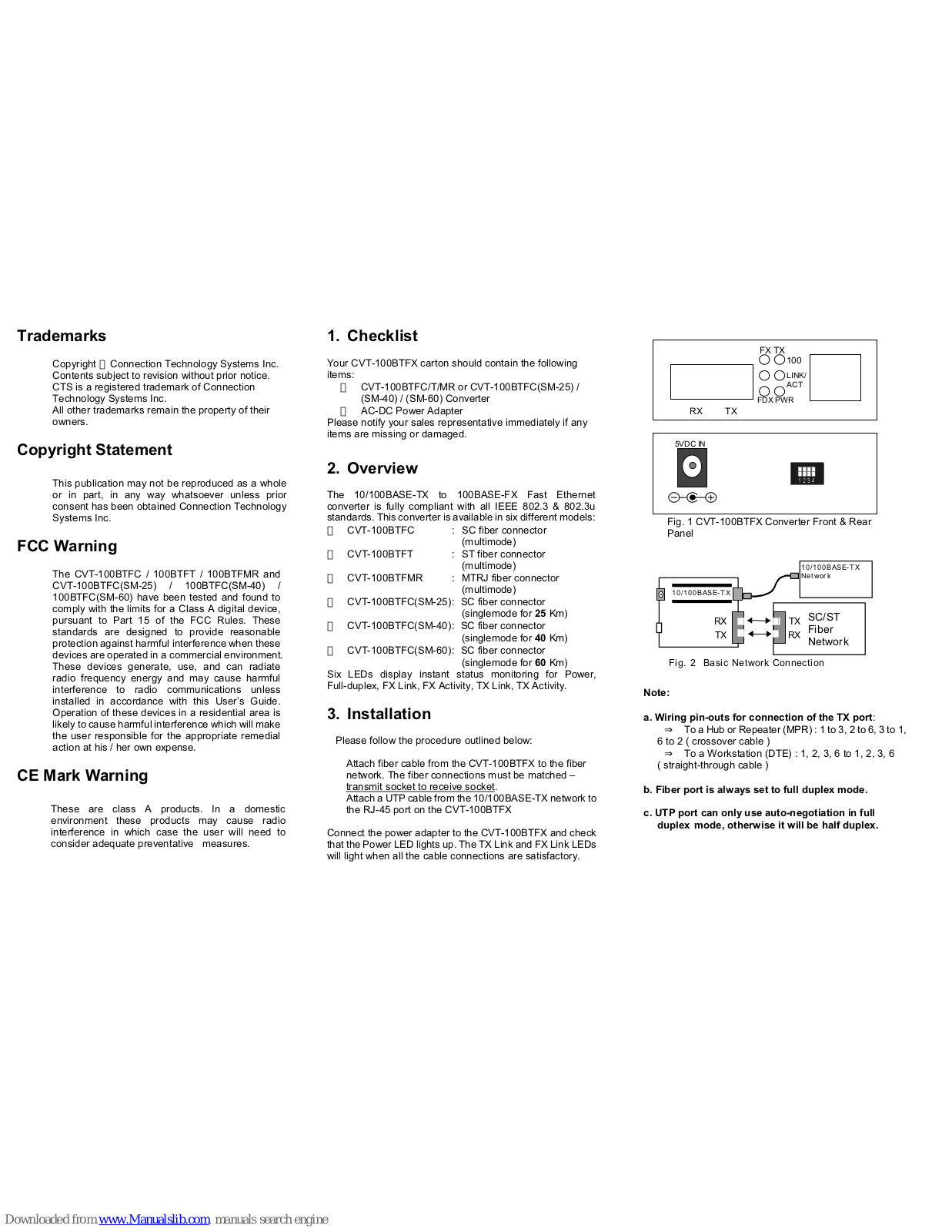 CTS CVT-100BTFC, CVT-100BTFMR, CVT-100BTFC(SM-25), CVT-100BTFT, CVT-100BTFC(SM-40) User Manual