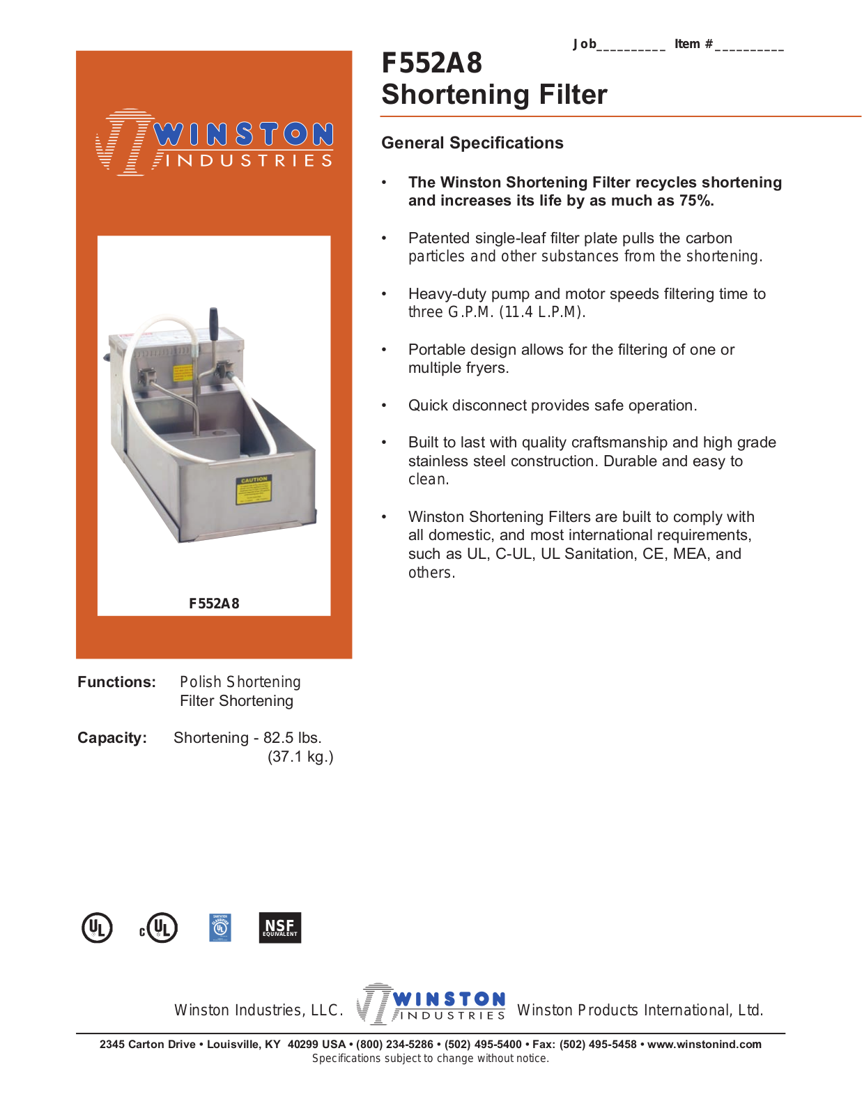 Winston F552A8 User Manual