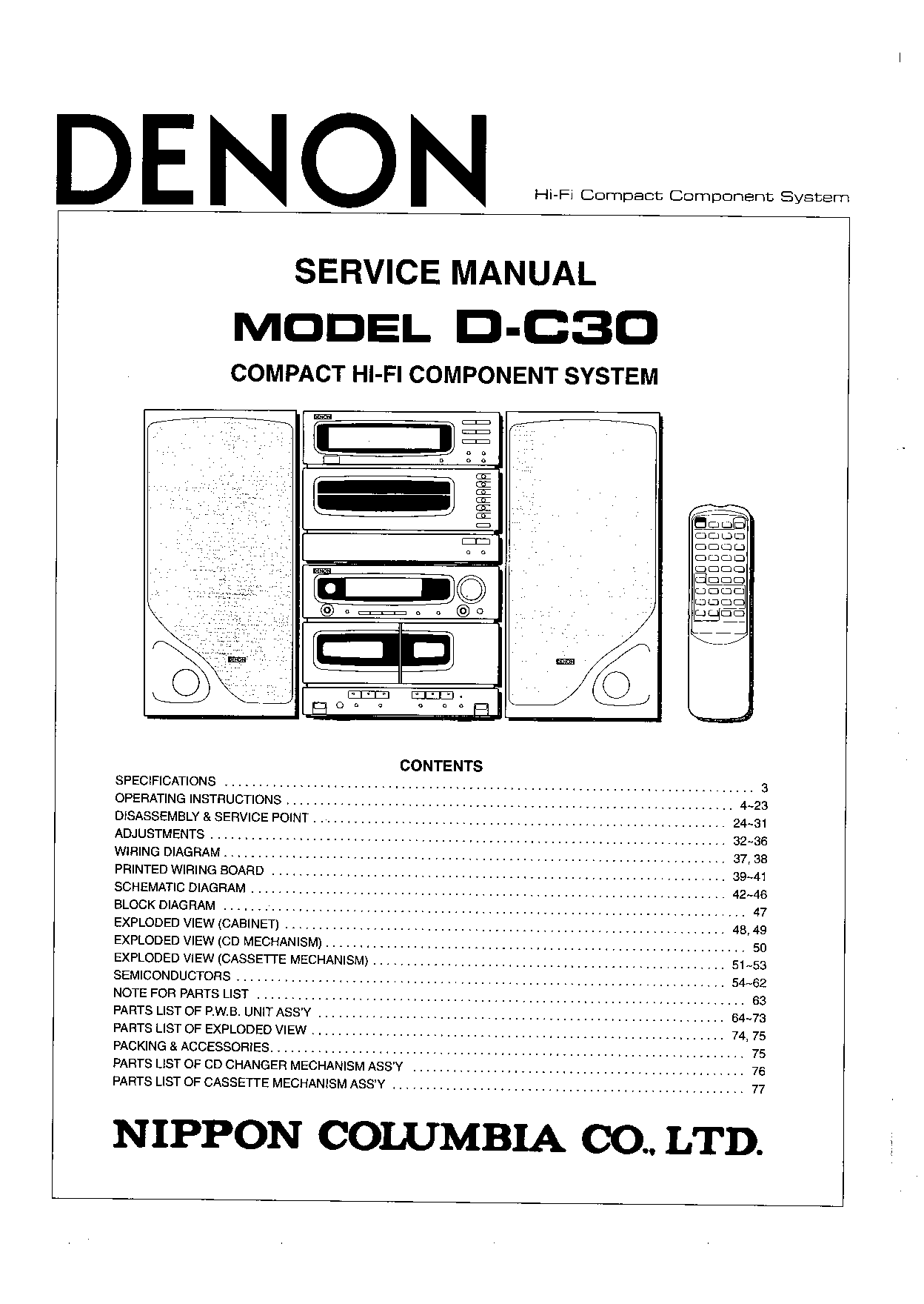 Denon D-C30 Service Manual