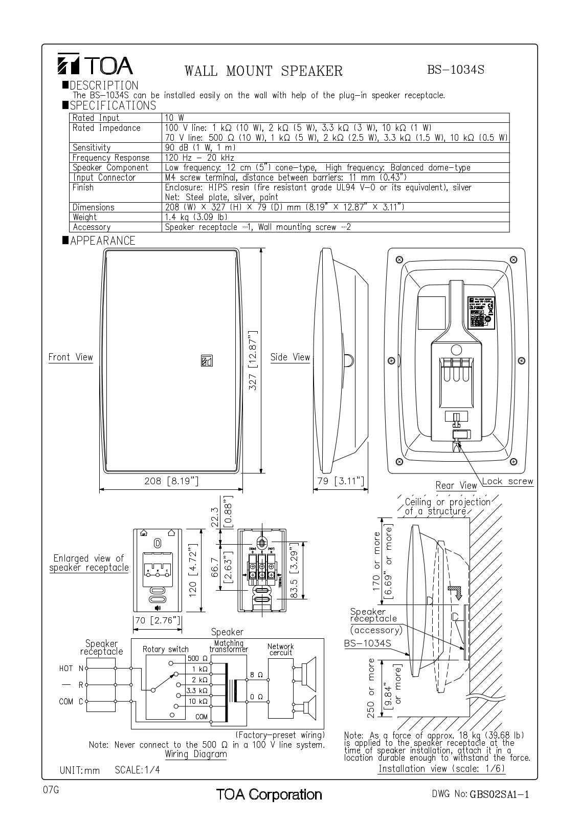 TOA BS-1034S User Manual