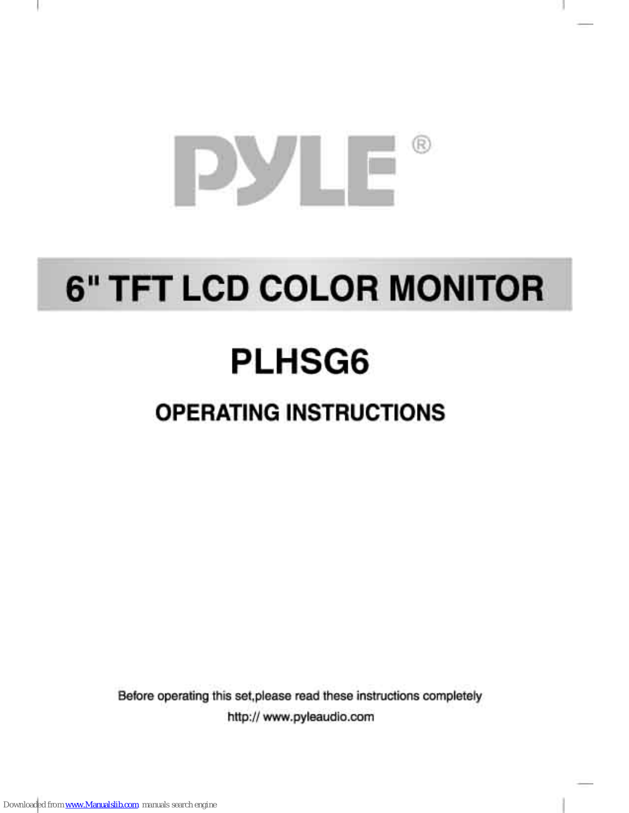Pyle PLHSG6 Operating Instructions Manual - ManualMachine.com