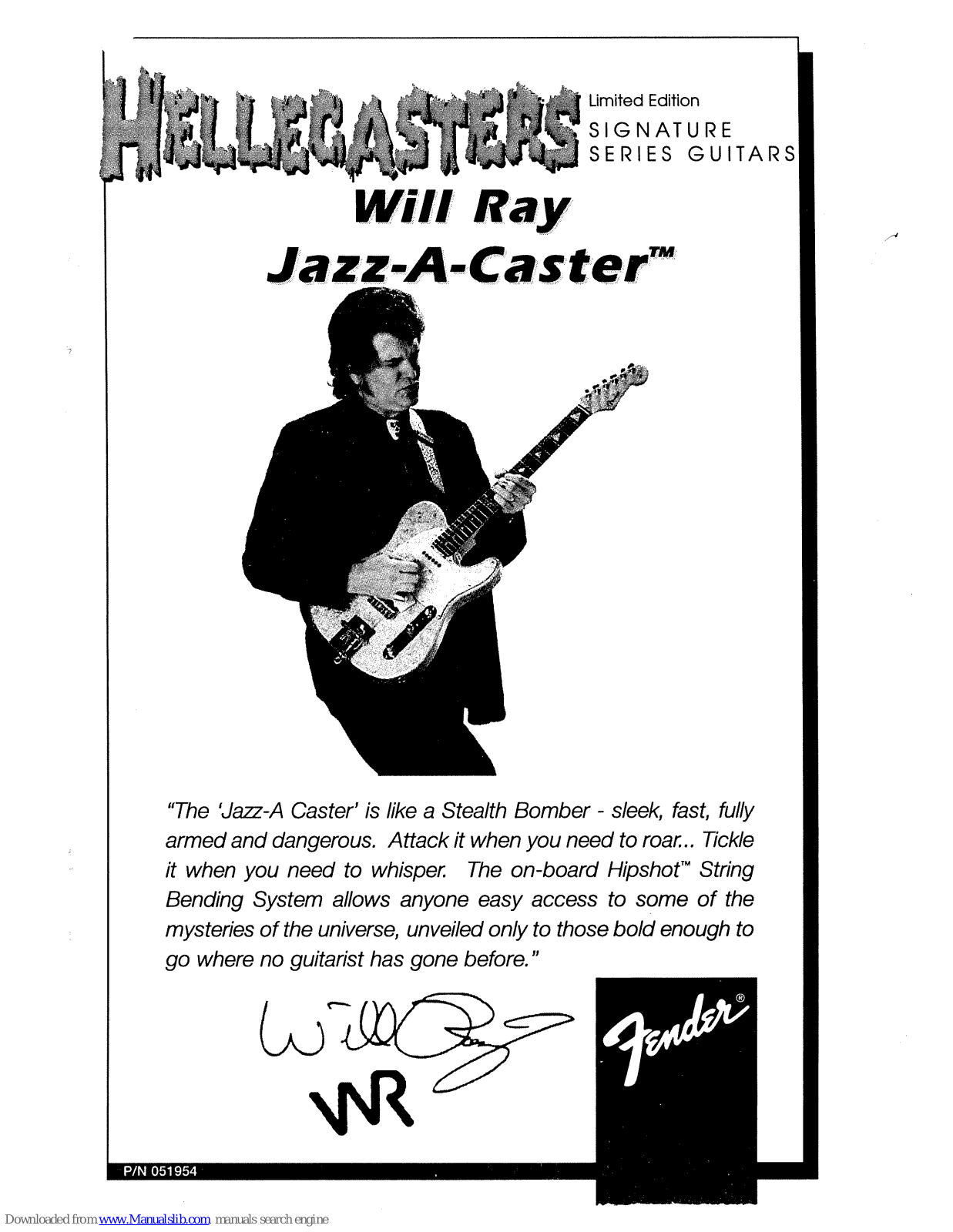 Fender Jazz-A-Caster, HELLECASTERS WILL RAY JAZZ-A-CASTER User Manual