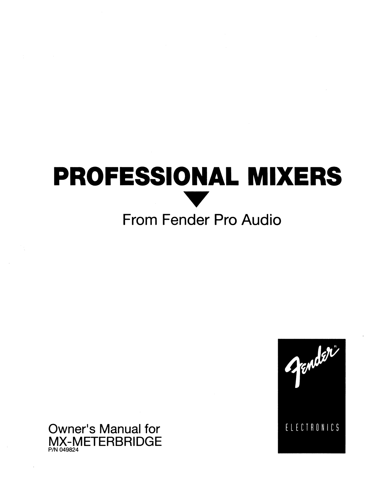 Fender MX-Meterbridge Owner's Manual