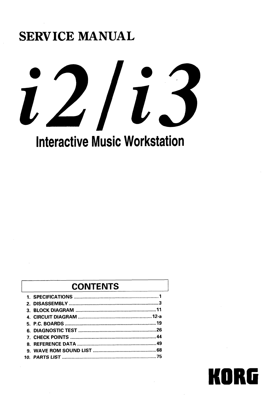 Korg I2, I3 User Manual