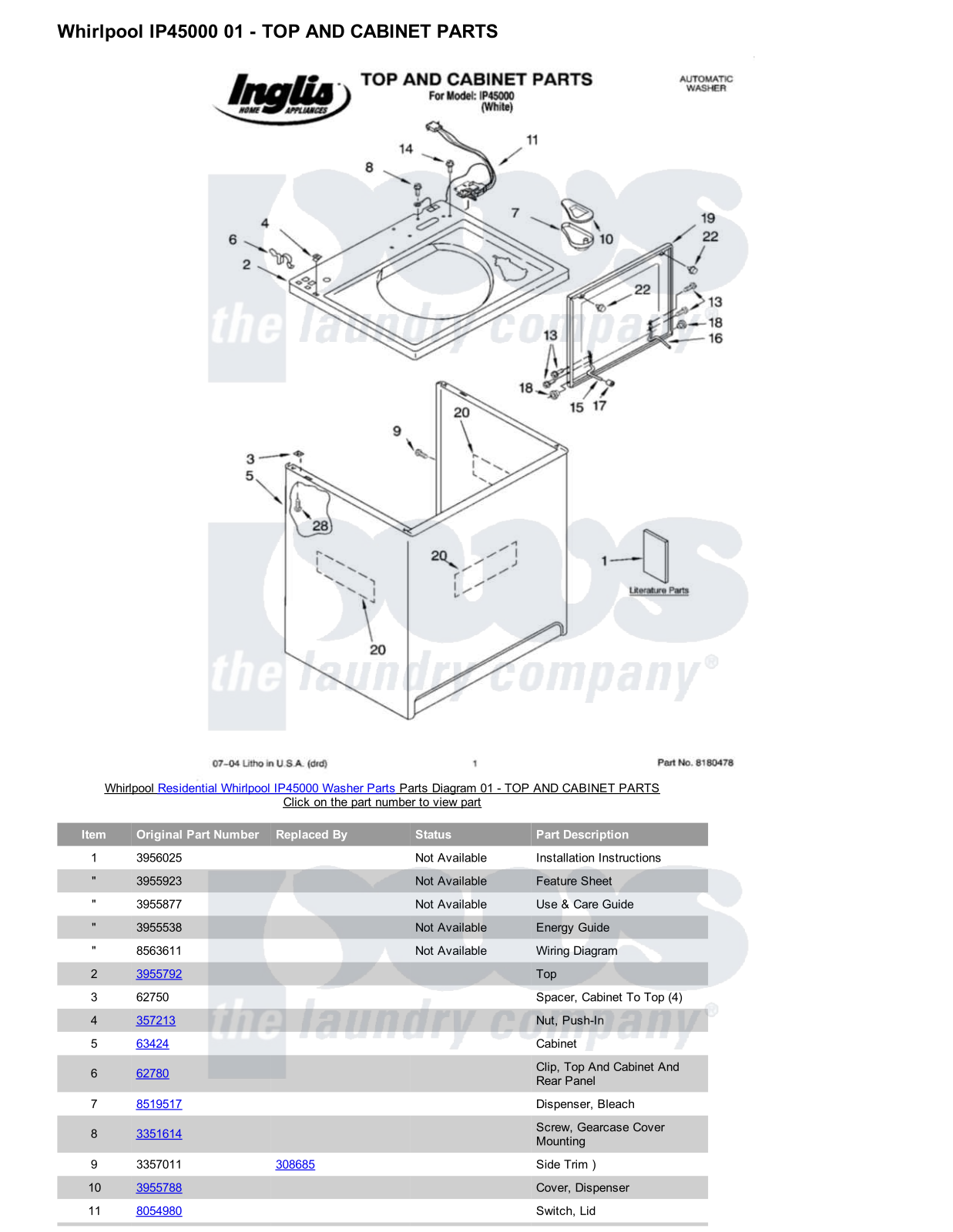 Whirlpool IP45000 Parts Diagram