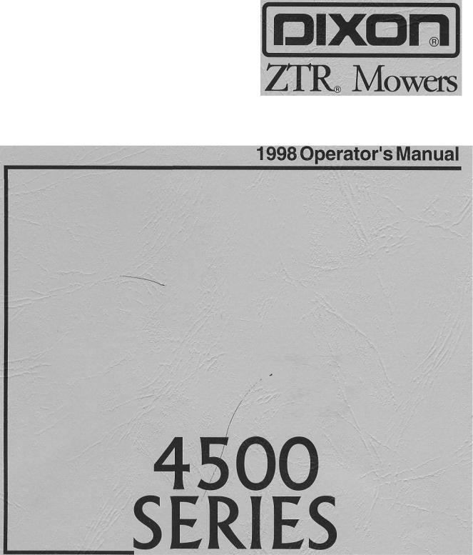 Dixon 1998, ZTR 4515K User Manual
