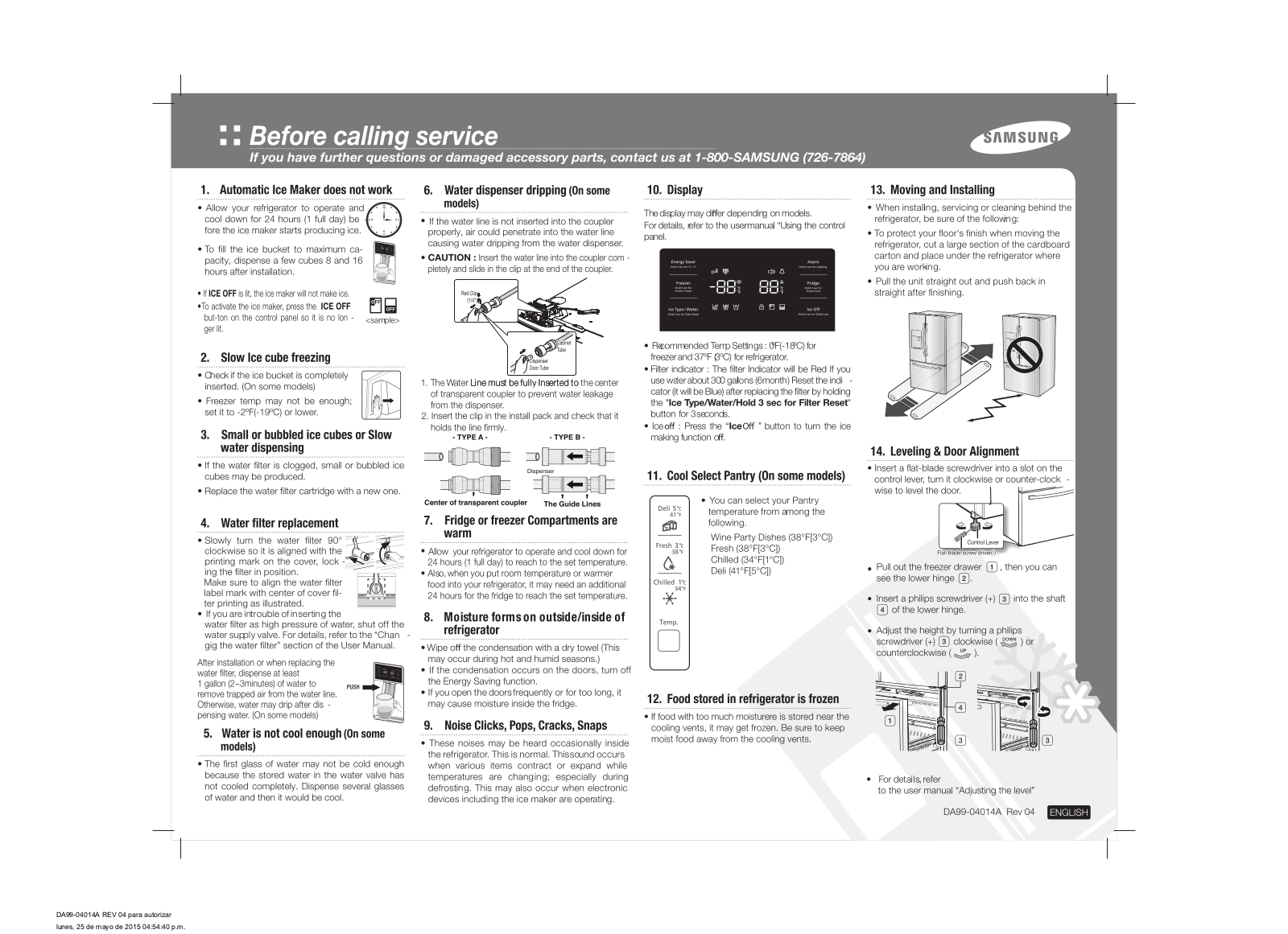 Samsung RF263TEAESG/AA, RF263BEAESG/AA Quick Guide