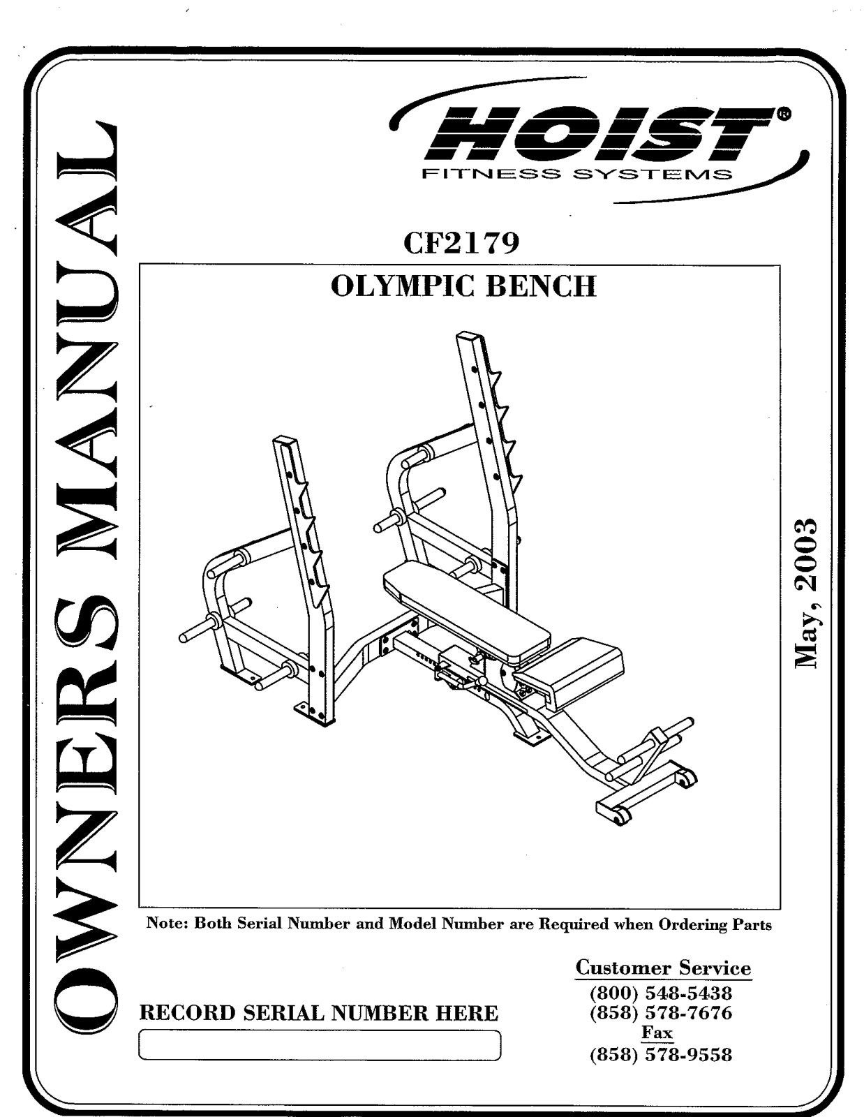 Hoist Fitness CF2179 User Manual