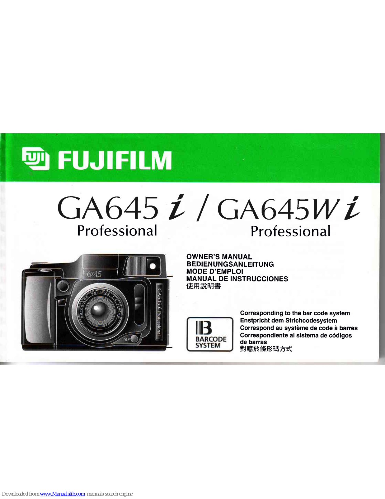 FujiFilm GA645 i Professional, GA645W i Professional Owner's Manual