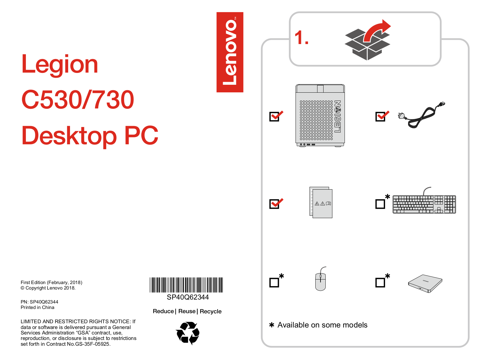 Lenovo Legion C530, Legion C730 Setup Guide