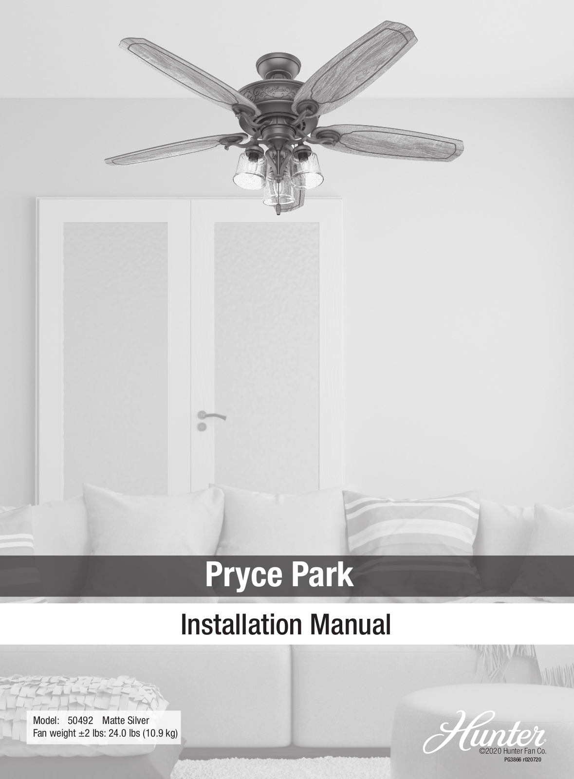 Hunter Fan Pryce Park, 50492 Installation Manual