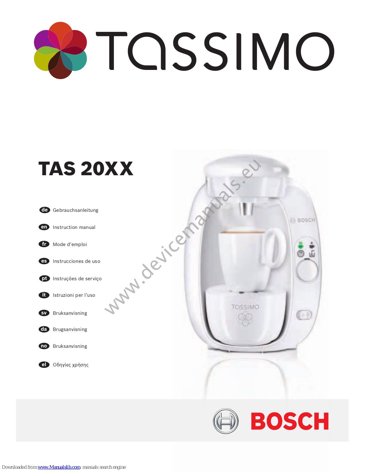 Bosch TAS 20XX Tassimo Instruction Manual