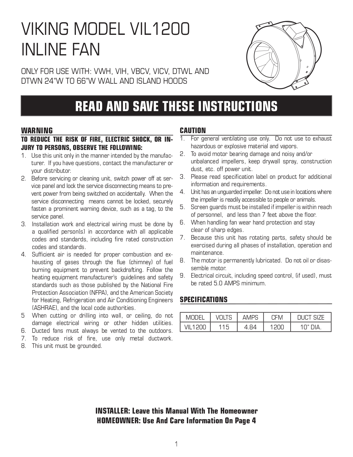 Viking VIL1200 User Manual