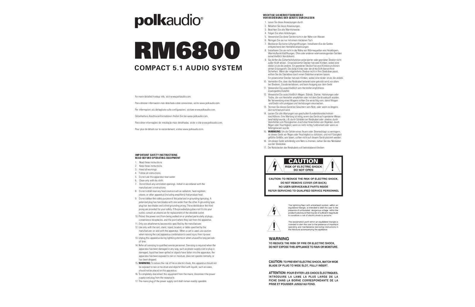 Polk Audio RM6800 User Manual