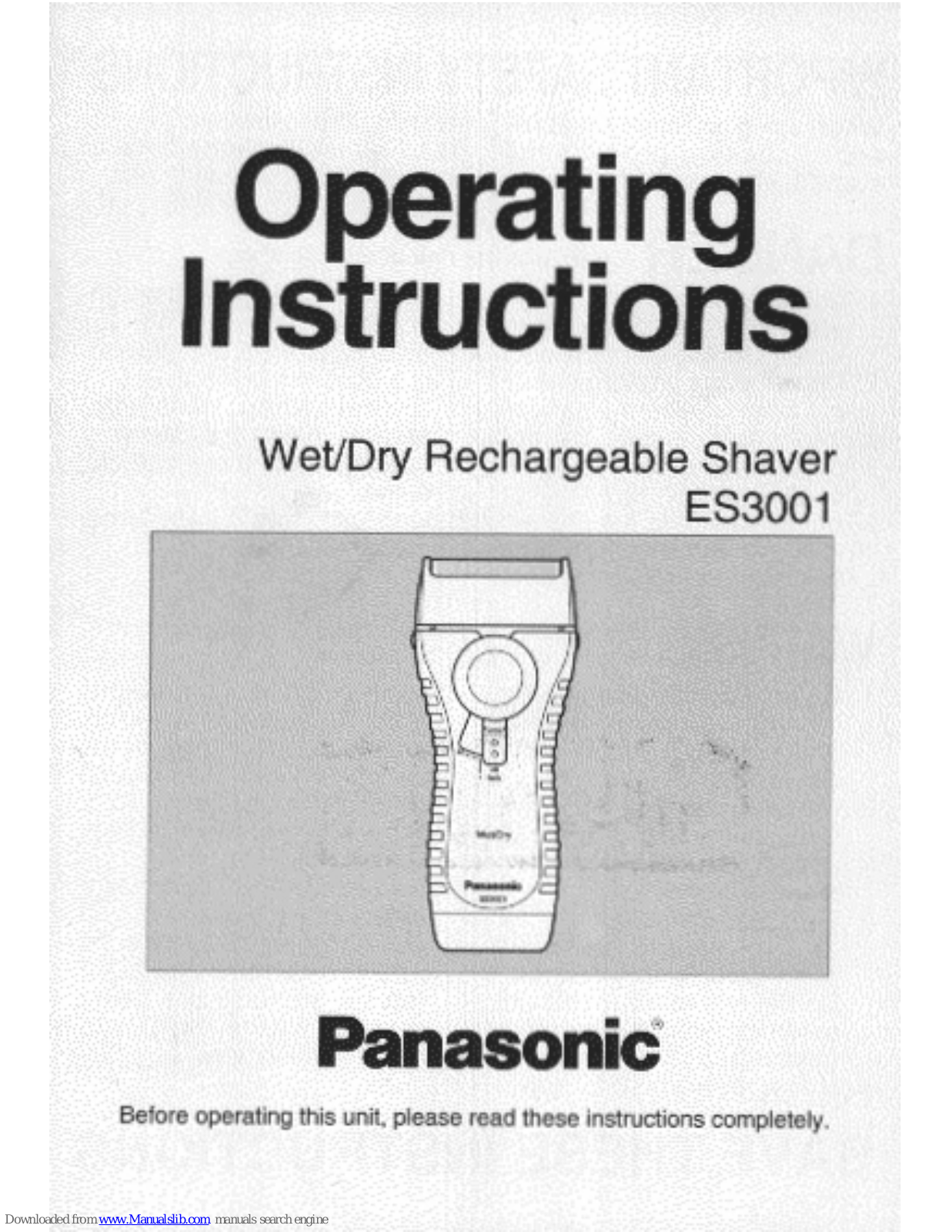 Panasonic ES-3001AP, ES-3001 Operating Instructions Manual