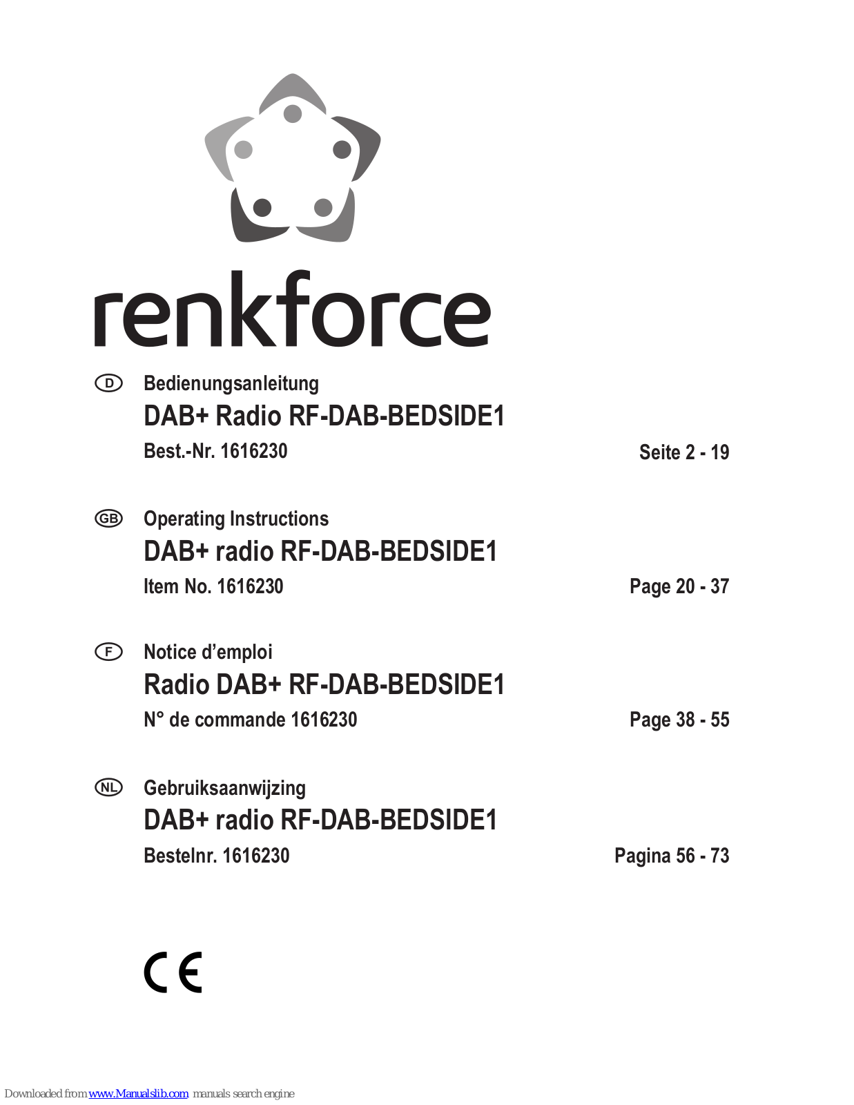 Renkforce RF-DAB-BEDSIDE1 Operating Instructions Manual