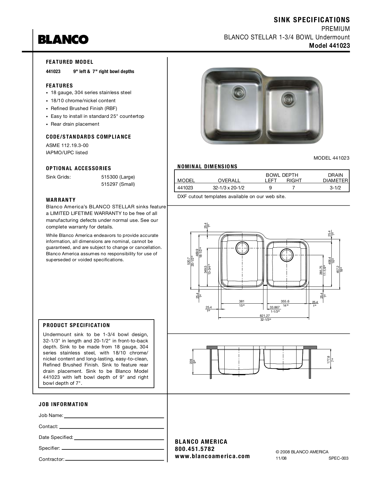 Blanco 441023 User Manual