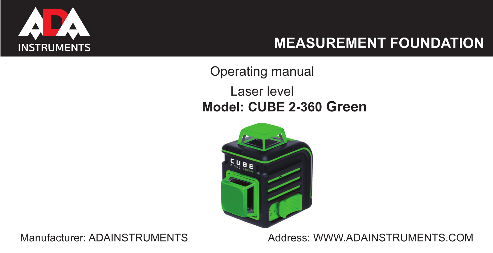 ADA INSTRUMENTS CUBE 2-360 Green User Manual