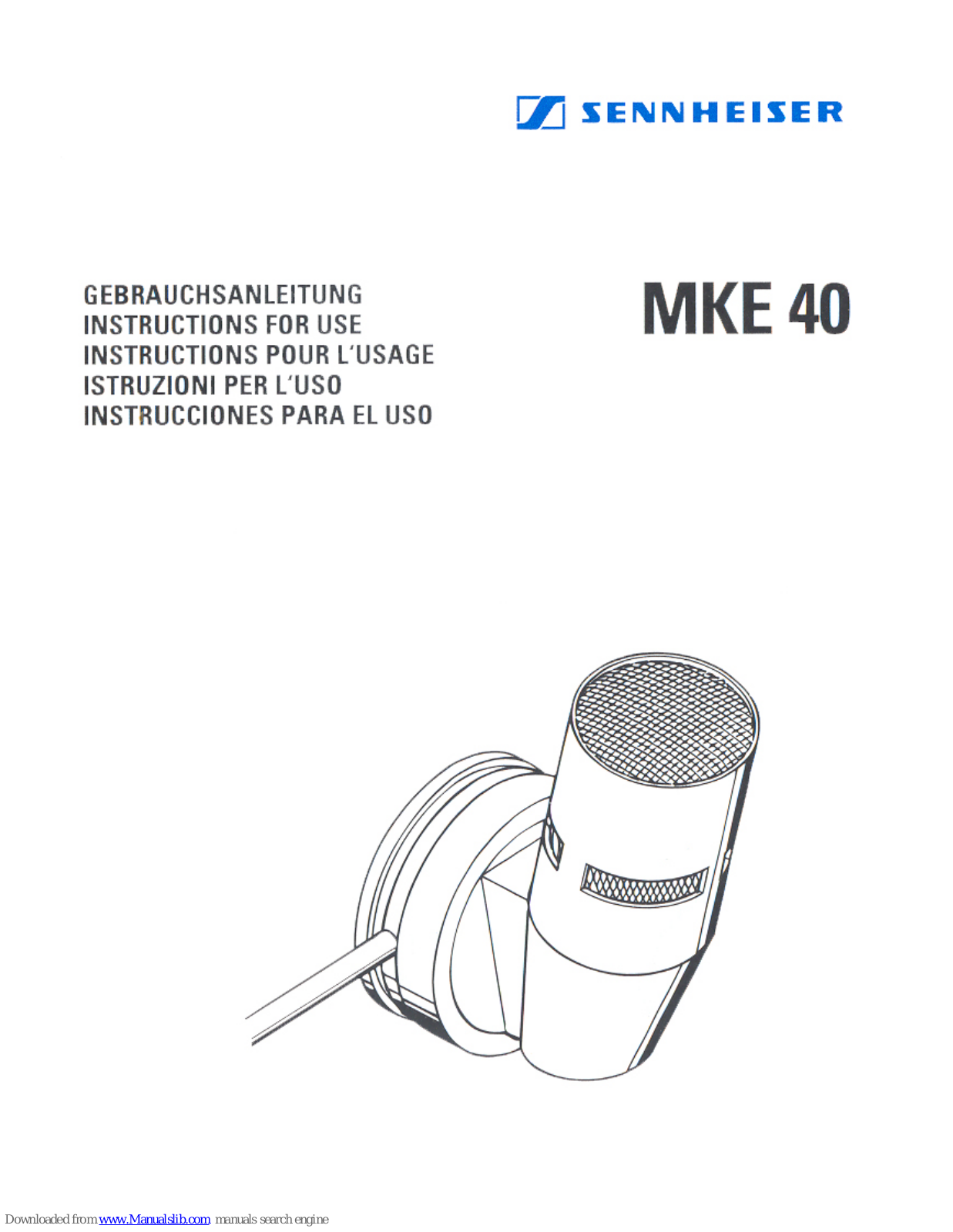 Sennheiser MKE 40-2 R, MKE 40-4, MKE 40-60, MKE 40-P Instructions For Use Manual