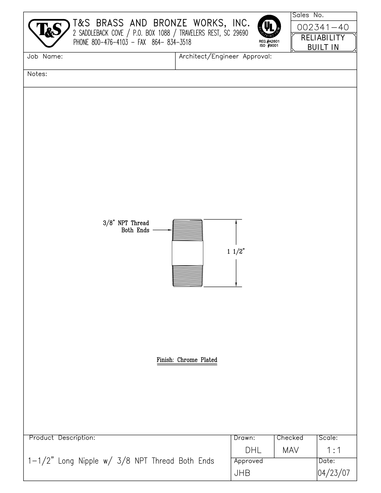 T&S Brass 002341-40 User Manual