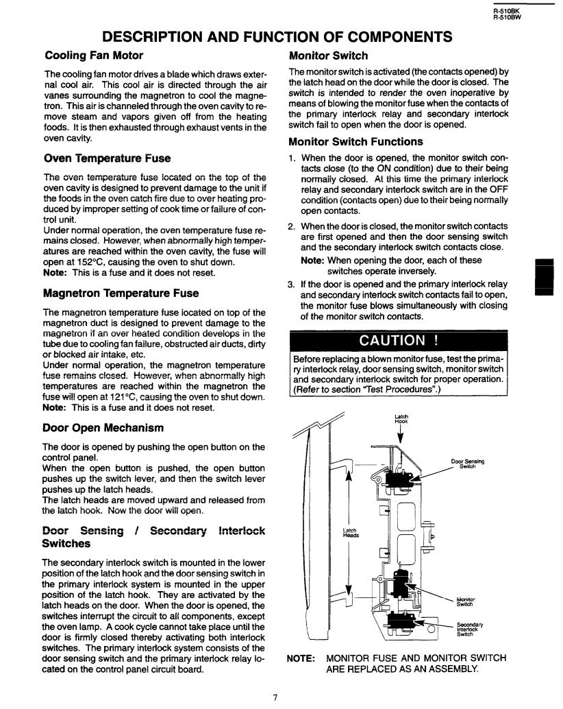 SHARP R510BK, R-510BW Service Manual