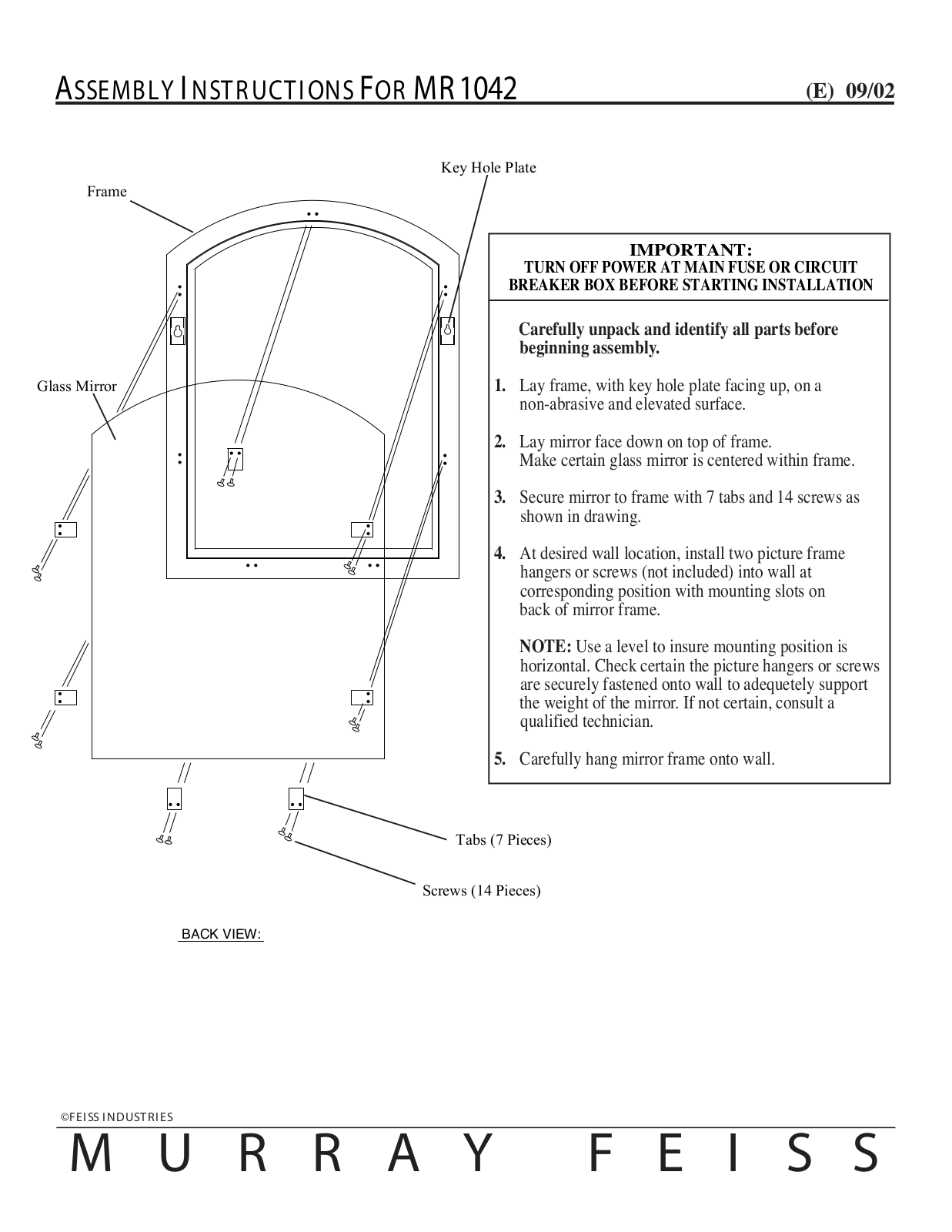 Feiss MR1042 User Manual