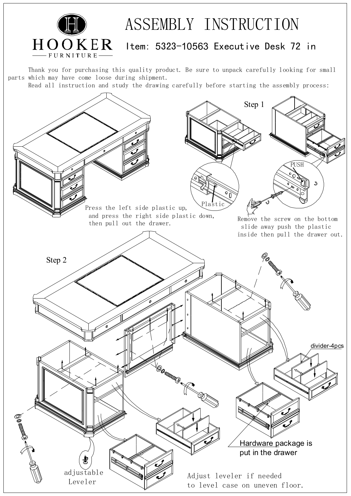 Hooker Furniture 532310563 Assembly Guide