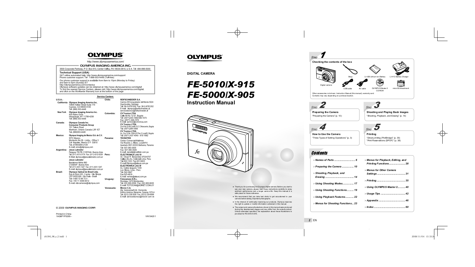 Olympus FE-5000, FE-5010, X-905, X-915 Instruction Manual