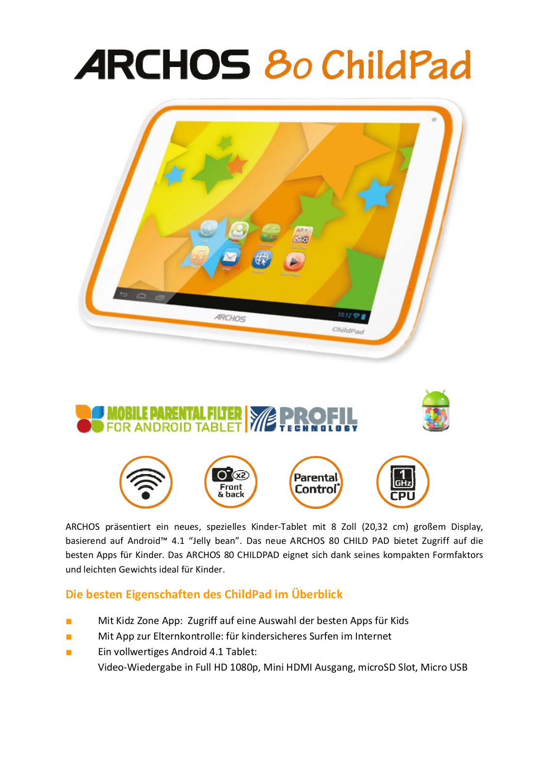 Archos 80 CHILD PAD User Manual