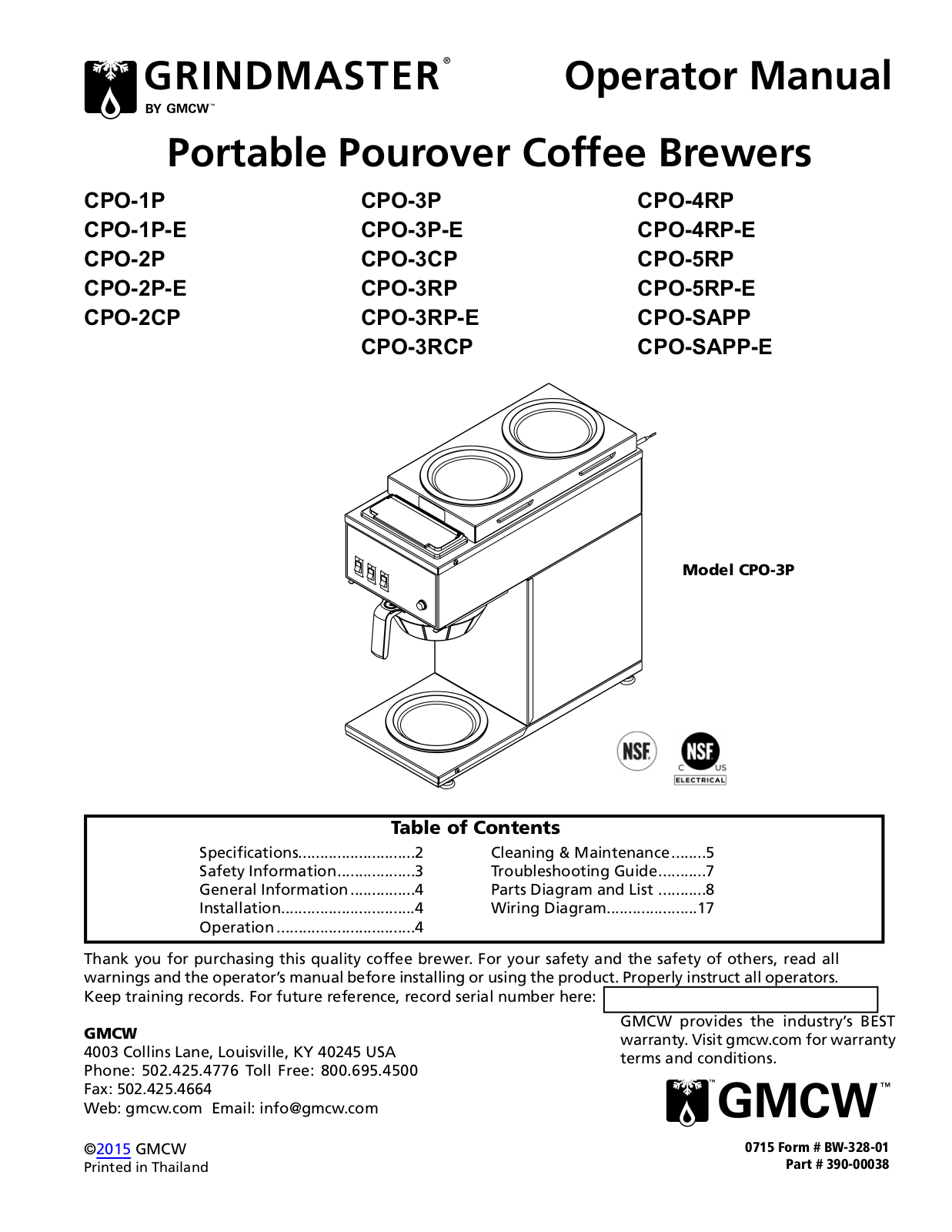 Grindmaster CPO-3P-E Operators Manual