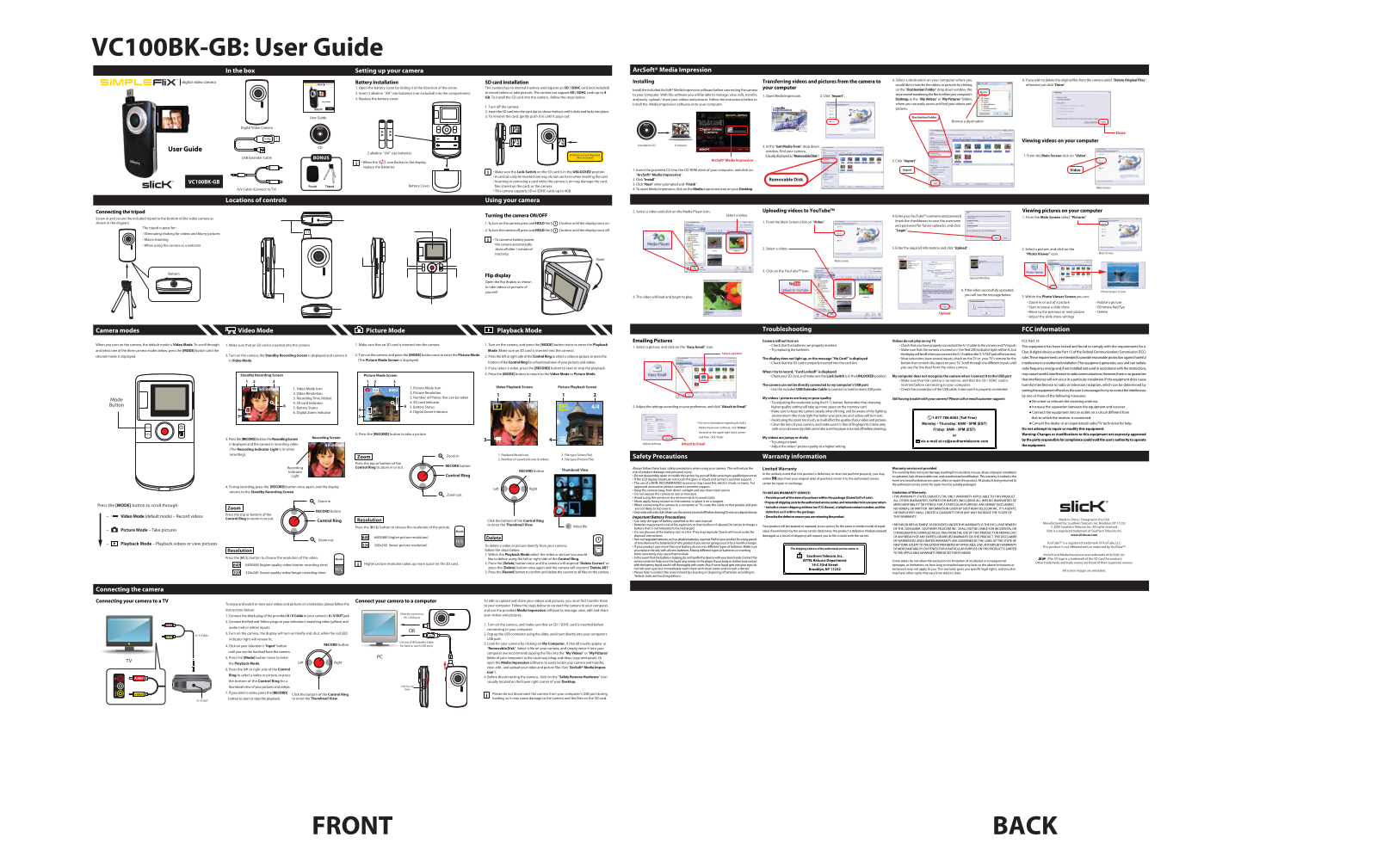 Slick VC100BK-GB User Manual