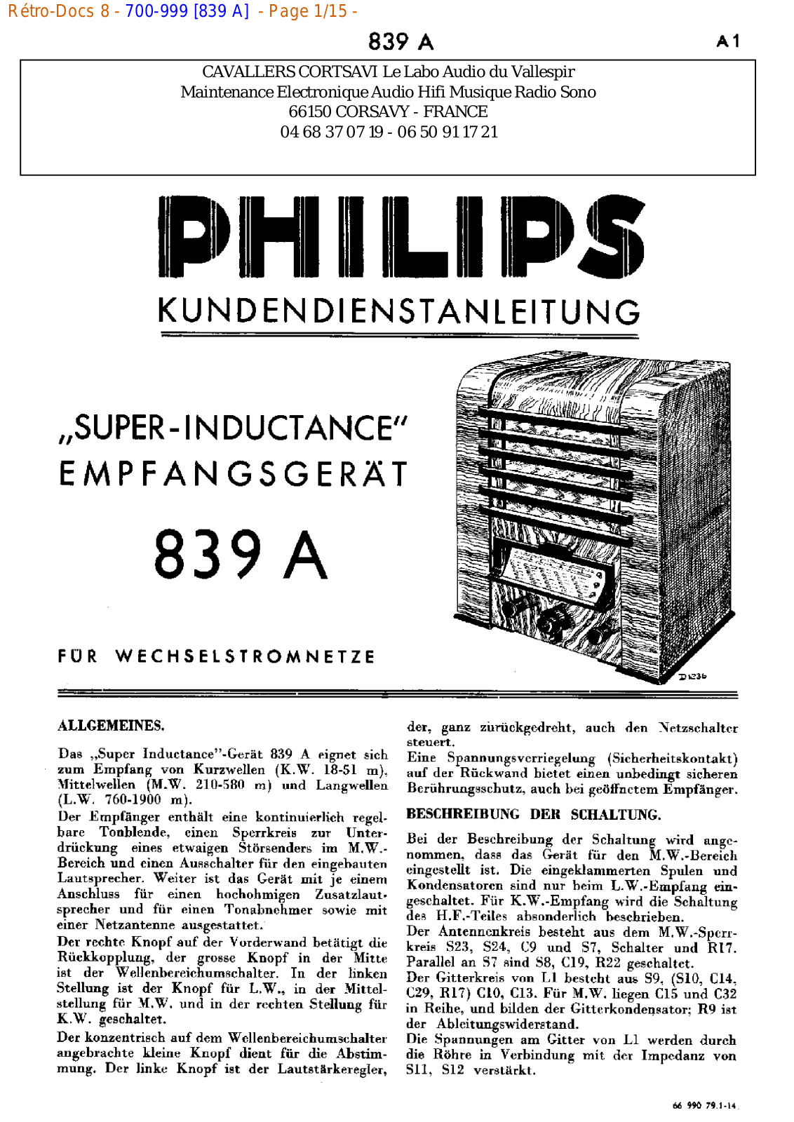 Philips 839 a Datasheet - ManualMachine.com