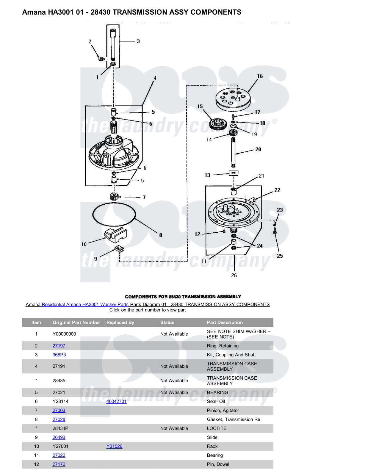 Amana HA3001 Parts Diagram