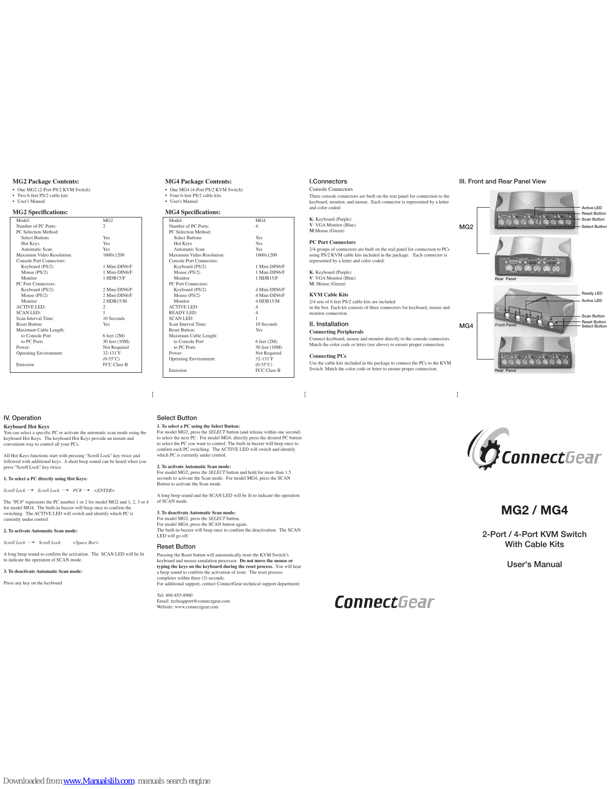 ConnectGear MG2, MG4 User Manual