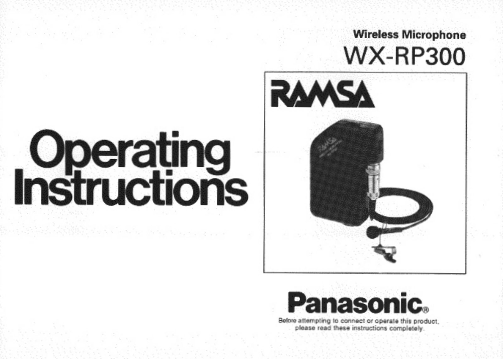 Panasonic wx-rp300 Operation Manual