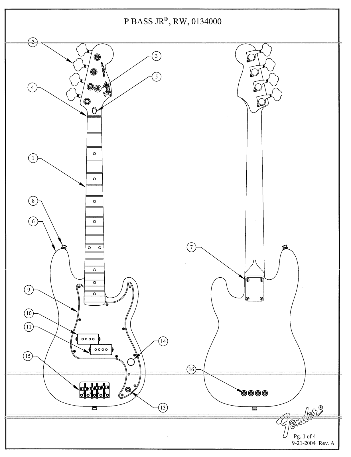 Fender P-Bass-JR-013-4000-SM Service Manual