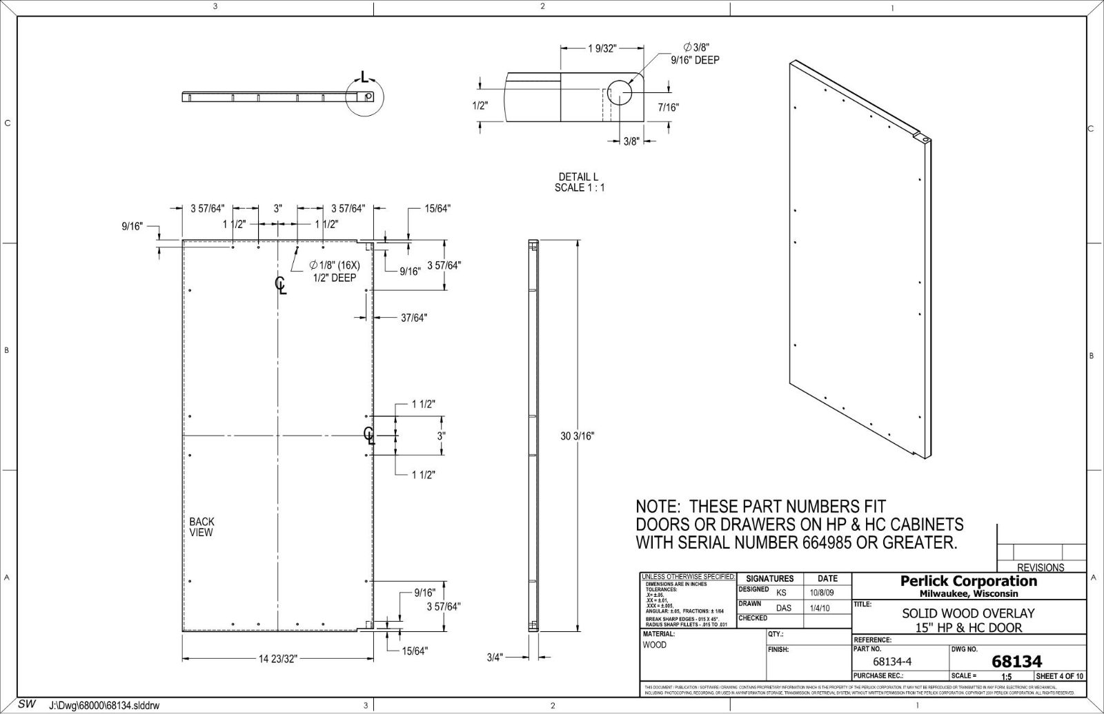 Perlick HP15RO32L, HP15RO32R, HP15RS32R, HP15RS32L, HP15WO32L Overlay