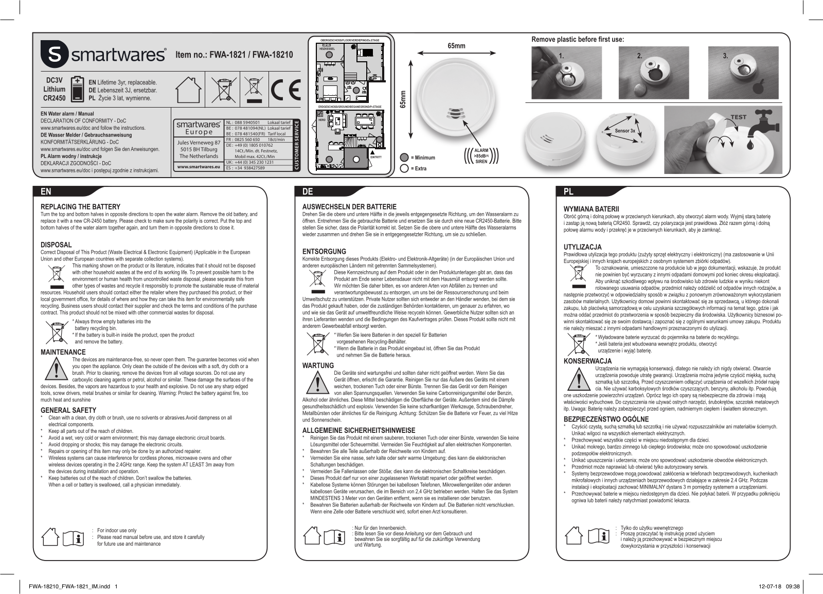 Smartwares FWA-1821 User guide