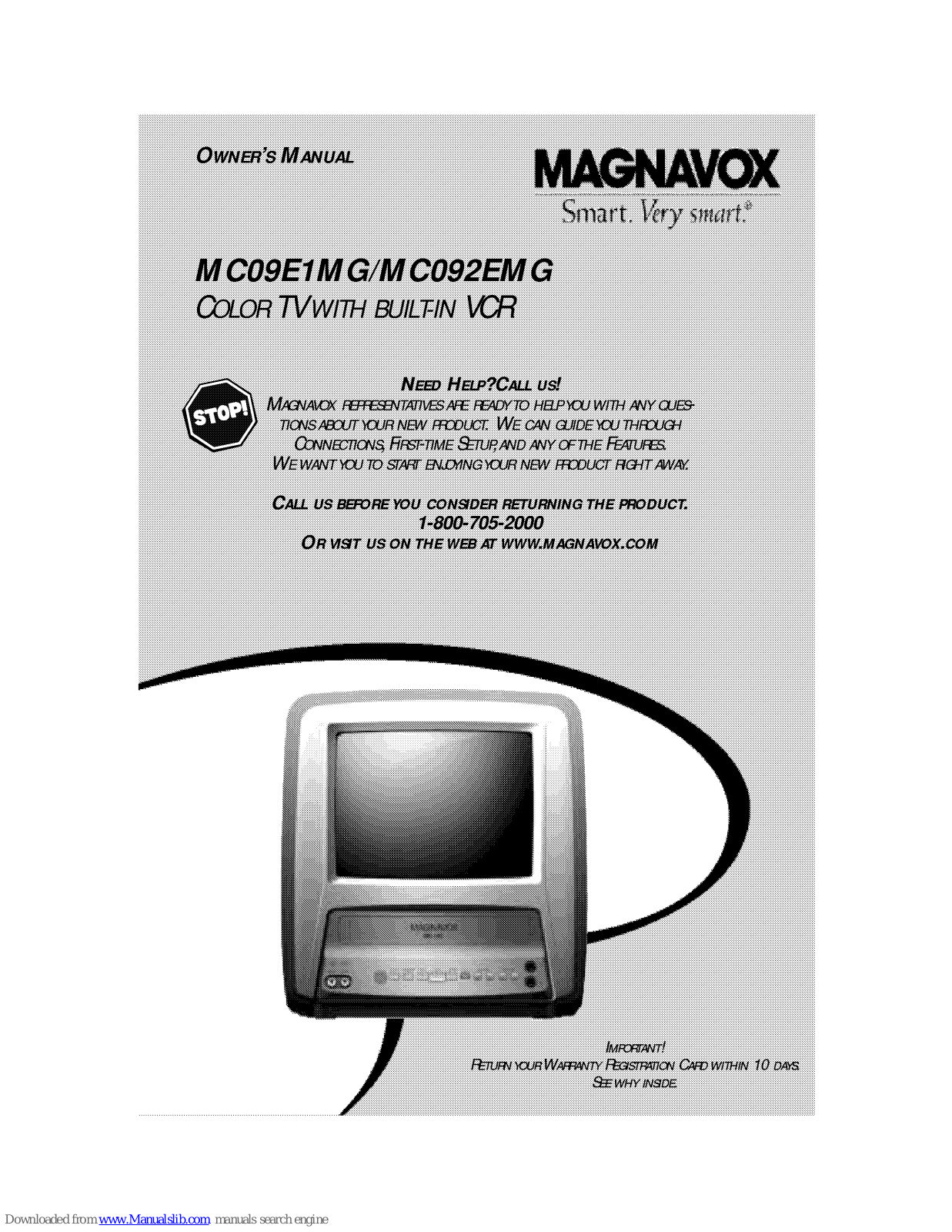 Magnavox MC092EMG, MC09E1MG, MC092DMG, MC092DMG98 - Tv/vcr Combination - Mono, MC092DMG99 - Tv/vcr Combination - Mono Owner's Manual