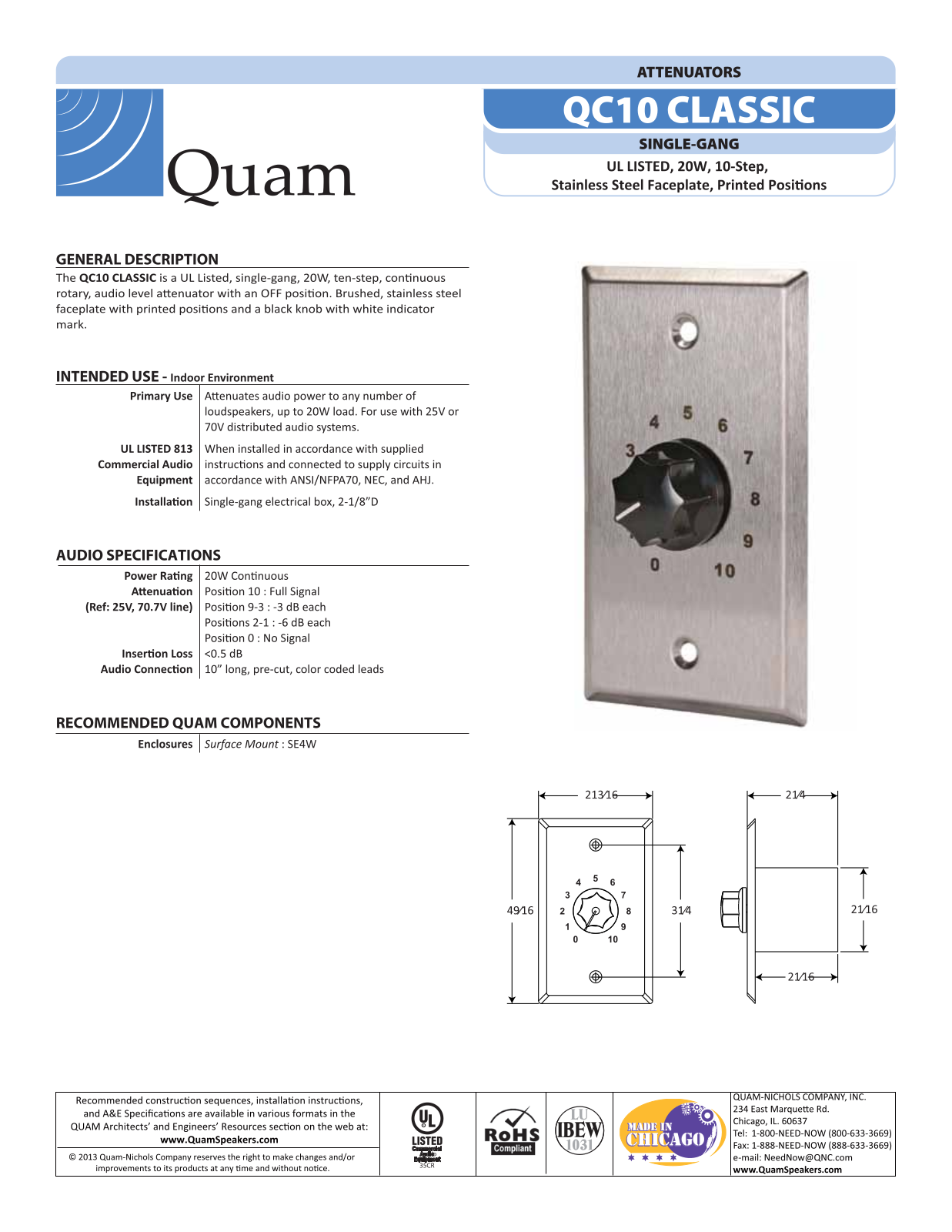 Quam QC10CLASSIC Specifications