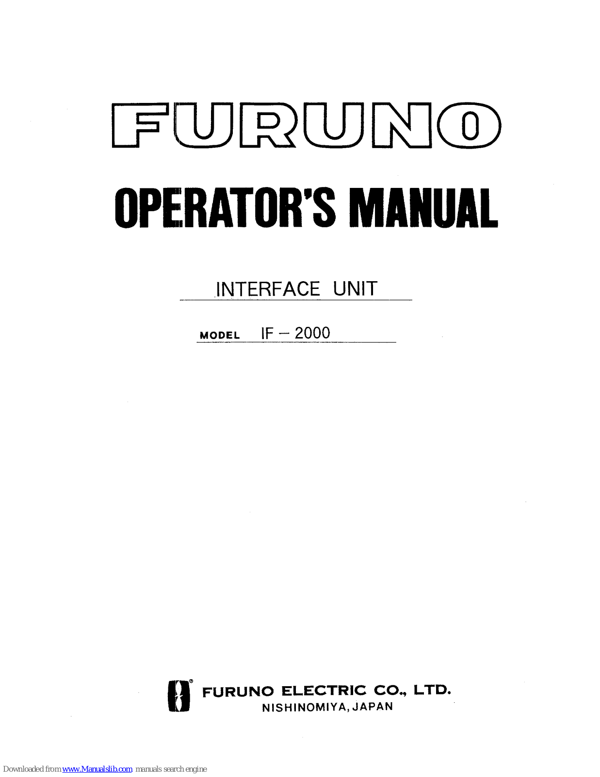 Furuno Interface System IF-2000 Operator's Manual