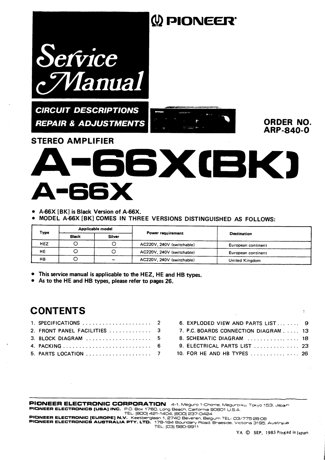 Pioneer A-66-X Service manual