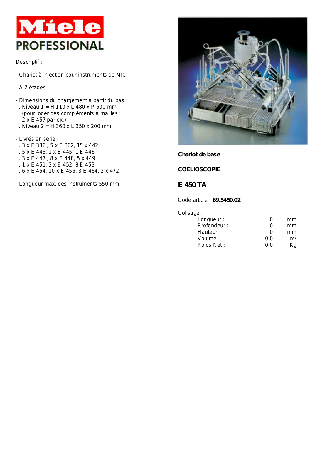 MIELE E 450 DESCRIPTIF User Manual - ManualMachine.com