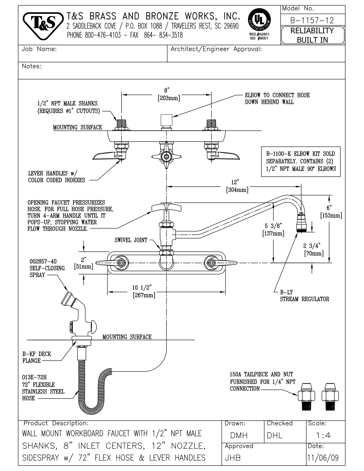 T & S Brass & Bronze Works B-1157-12 General Manual