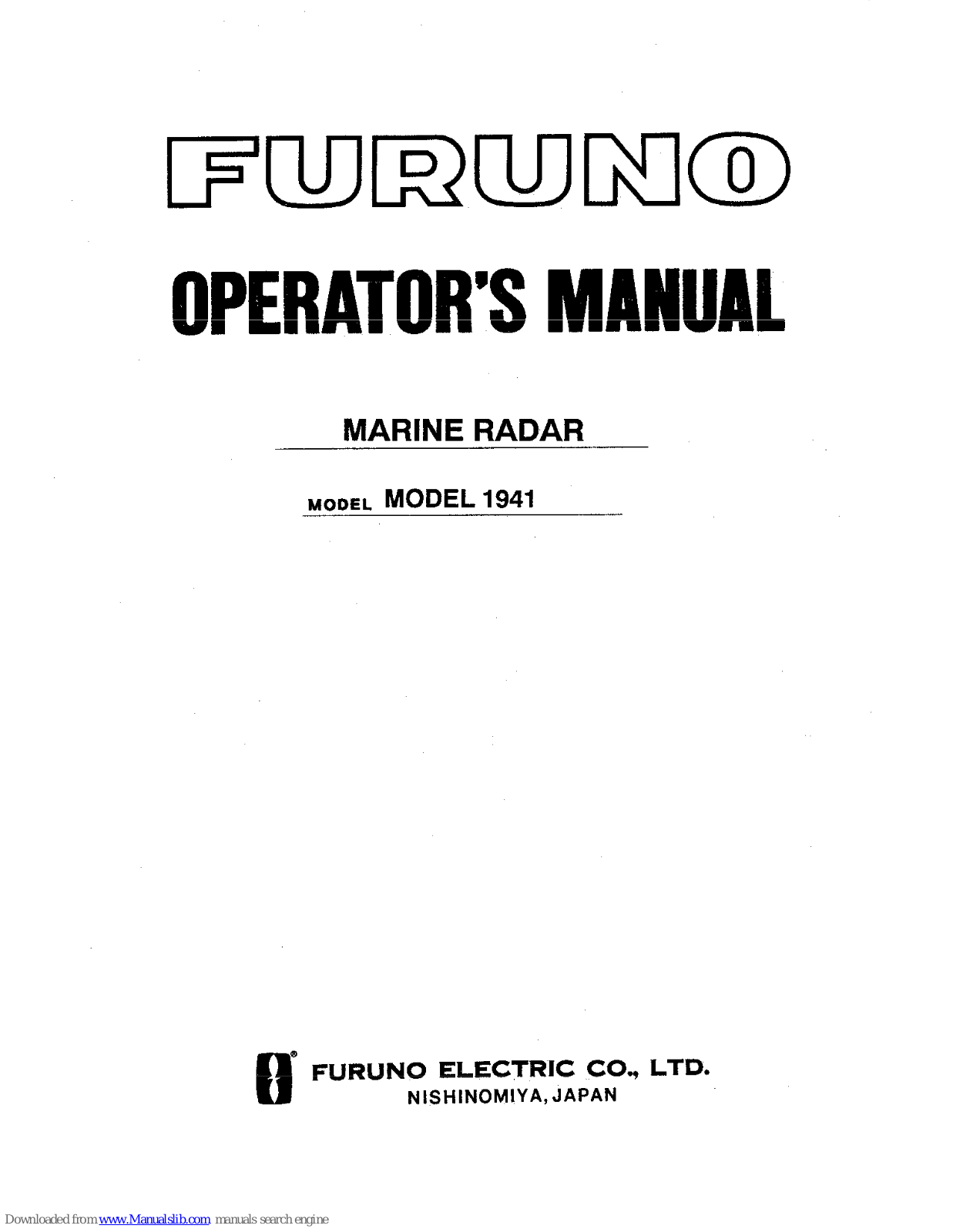 Furuno 1941 Operator's Manual