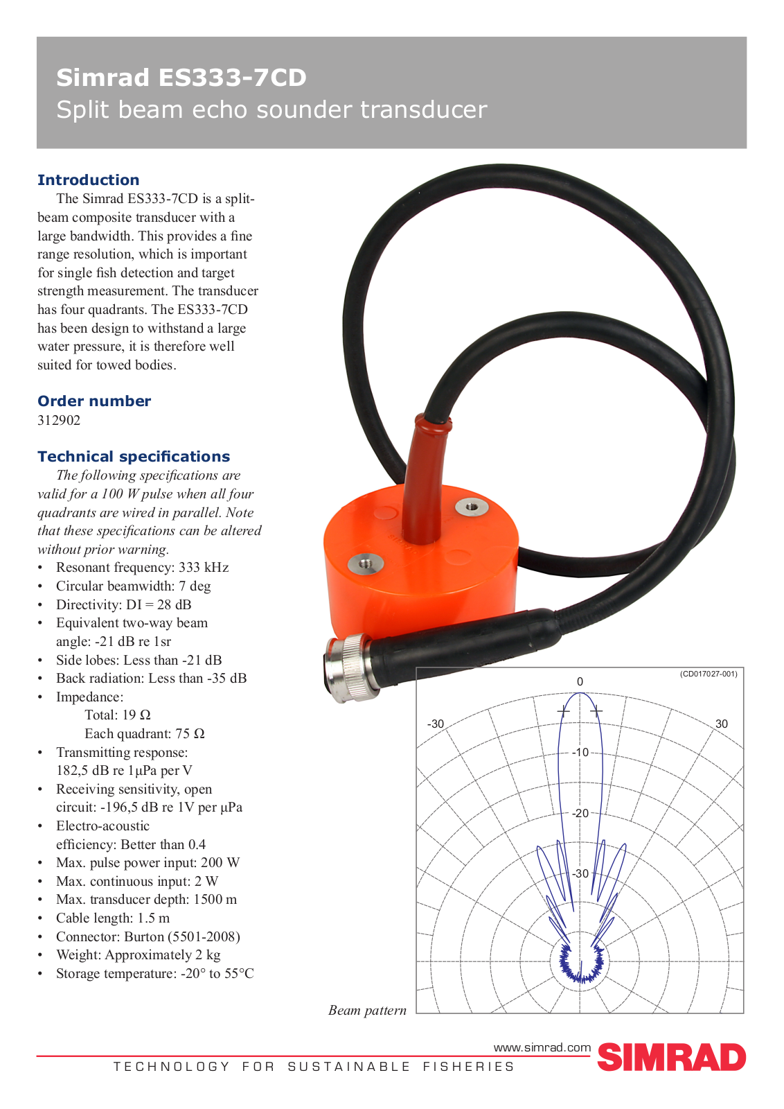 Simrad ES333-7CD DATASHEET