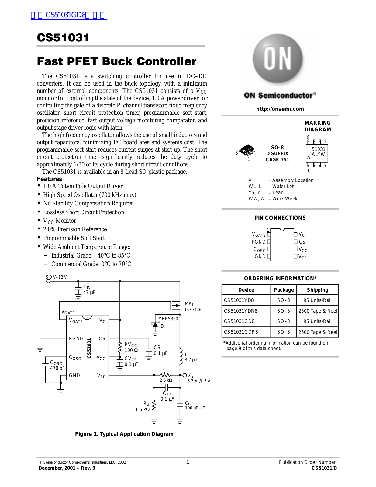 ON Semiconductor CS51031 Technical data