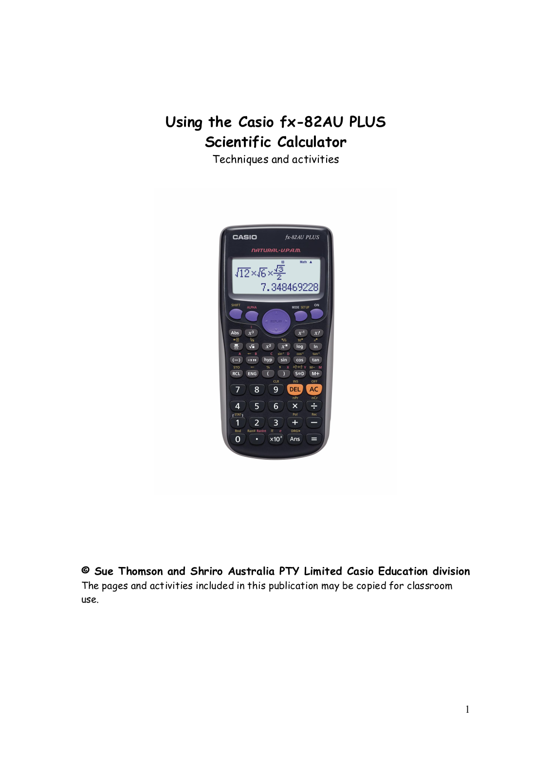 Casio FX-82AU PLUS User Manual